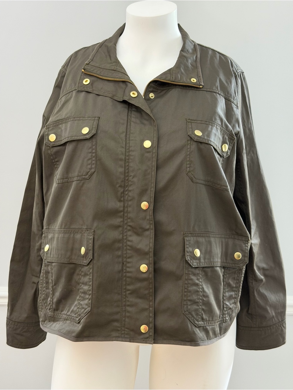 J. Crew Utility Jacket with Gold-Toned Hardware; 3X